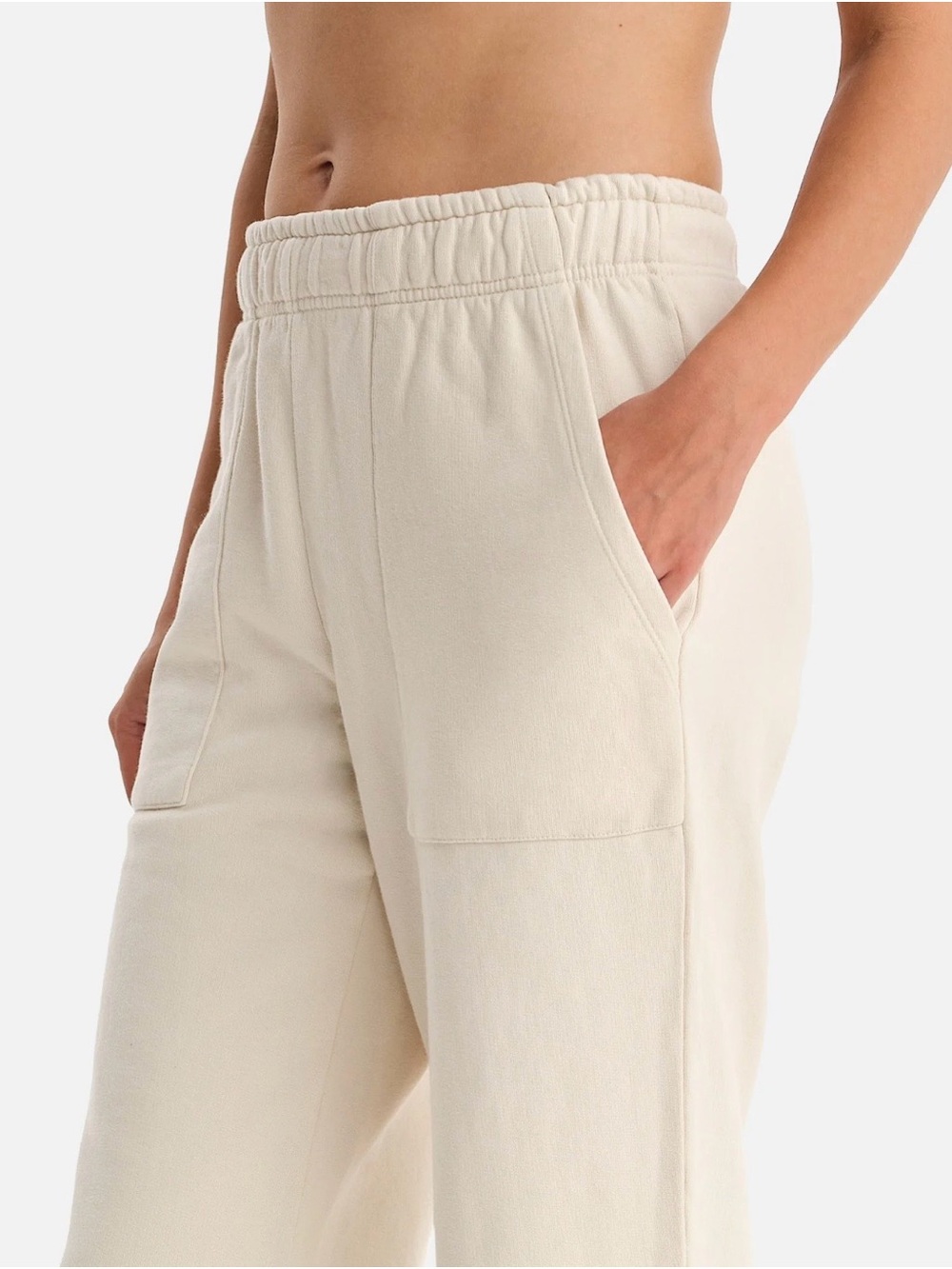 MATE the Label Wide-Leg High-Rise Sweatpants in Cream